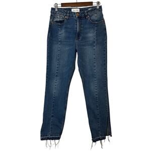 Dear John Jodi Super High Rise Raw‎ Hem Straight Jeans Size 28 Speechless Wash